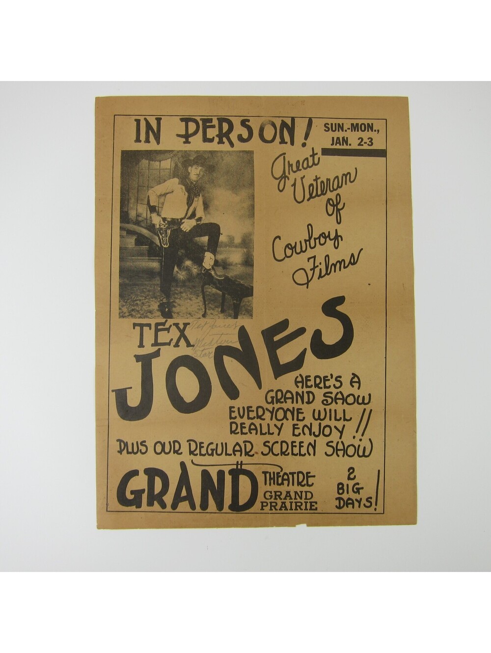 Movie Theater Poster Cowboy Western Star Jack Jones aka Tex Jones Vintage 1938